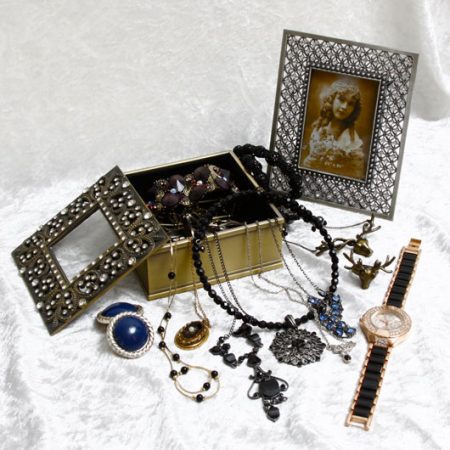 Trinket Box Matching Picture Frame and Selection Of Costume Jewellery