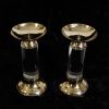 Clear Stem Nickel Pillar Candle Holders