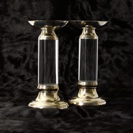 Clear Stem Pillar Candle Holders