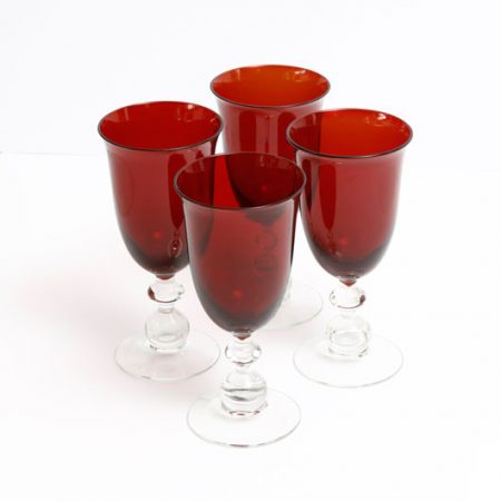 Red Beaded Stem Wine Goblets