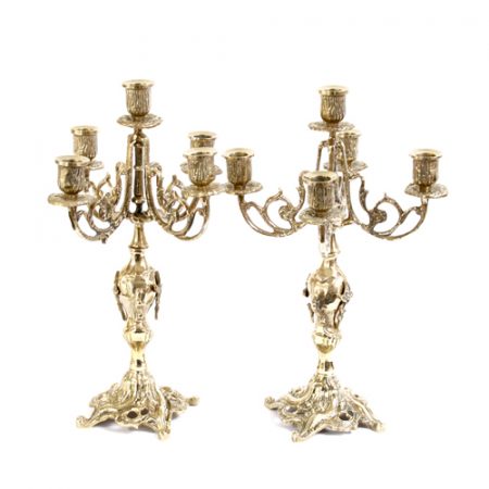 old Baroque Style Brass Candelabras