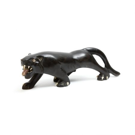 carved dark wood tiger from india