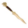 brass and wood lion head butt letter opener