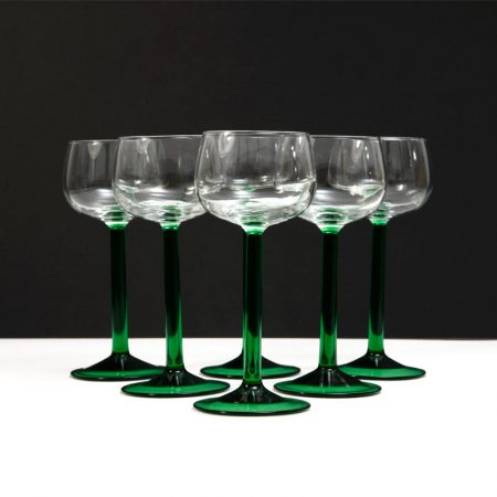 french green stem wine glasses