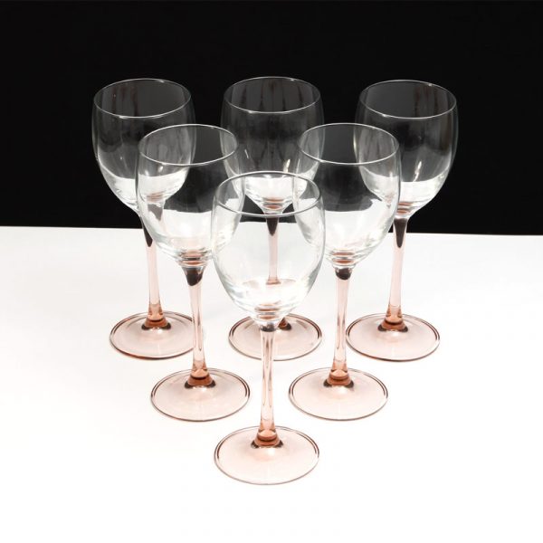 Pink / Rose coloured Stem Wine Glasses from France » KodeStore.co.uk