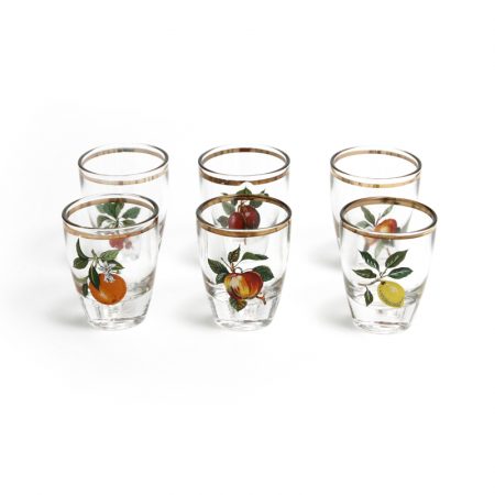 schnapps glasses with fruit print