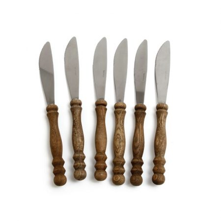 turned wood handled knives