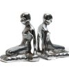 art deco style chrome lady bookends