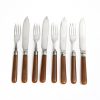 hh epns knives and forks with brown handles