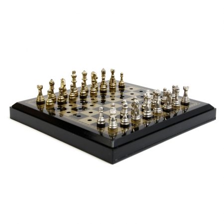 gold silver metal piece travel chess