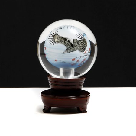 Chinese reverse art globe with wood stand