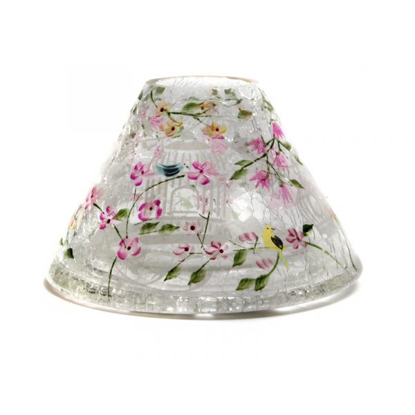 Blossom And Birds Crackle Glass Yankee Candle Jar Lamp Shade » Kode