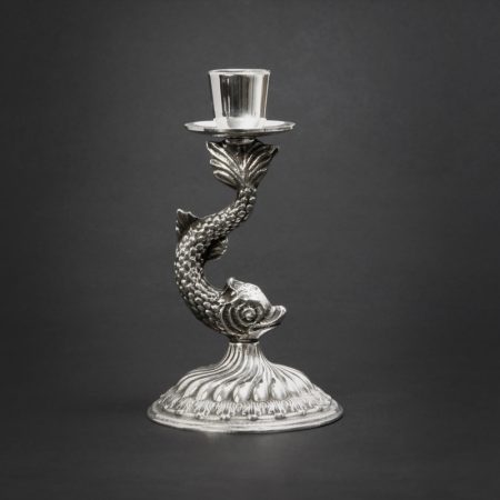 silver-plated dolphin candlestick