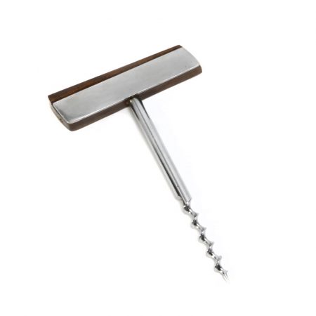 brushed metal wood handle corkscrew