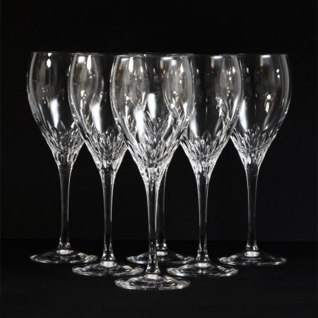 six Cut Crystal JG Durand Capella wine glasses