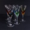 multi coloured harlequin vintage sherry glasses