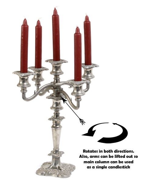 silver rotating candelabra