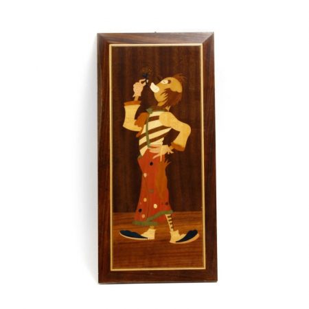 sorrento inlaid wood clown from italy