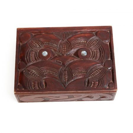 carved kauri wood box