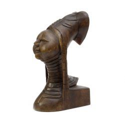 padaung woman carved wood bust