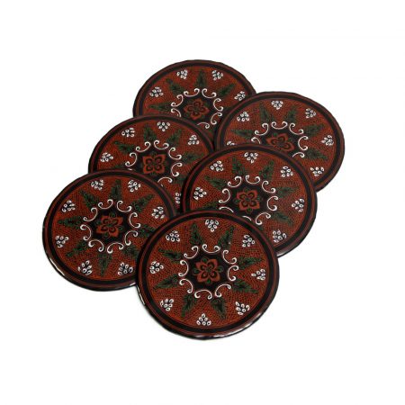 red black paper mache drinks coasters