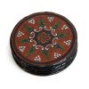 red black paper mache drinks coasters stacked