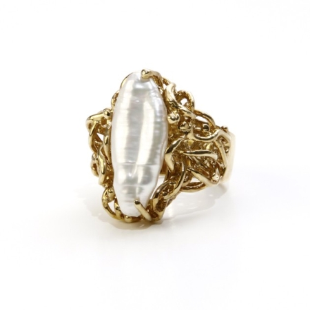 Cocktail Ring with Faux Pearl Centre Gem