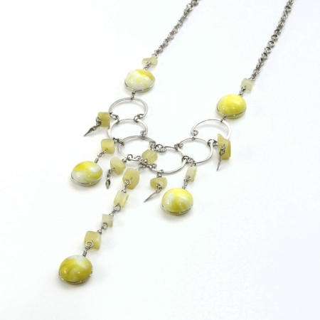Handmade Peruvian Alpaca Silver & Light Yellow Stone Bead Necklace