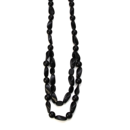 Vintage Style Black Bead Layered Necklace