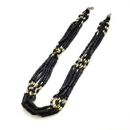 Vintage Style Black and Gold Bead Layered Necklace