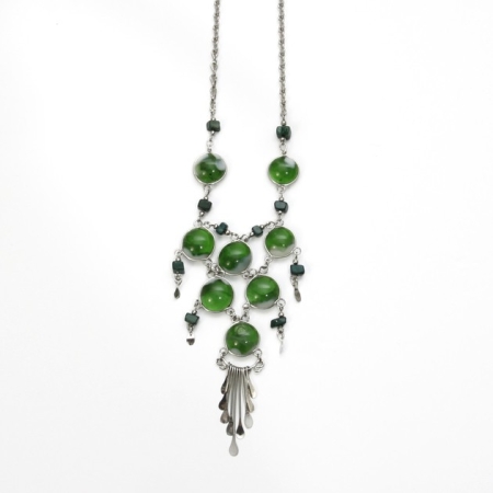 Peruvian Alpaca Silver & Milky Green Glass Bead Necklace