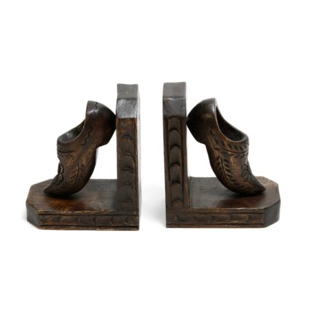 Carved wood clog bookends