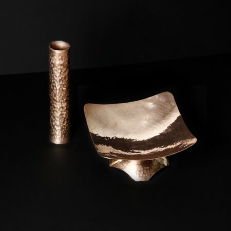 hammered copper vase and dish 1