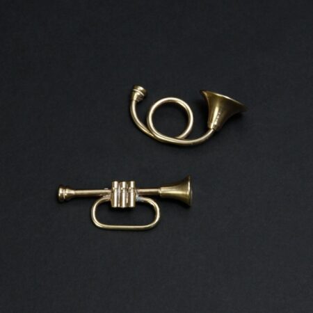 miniature brass trumpet and horn