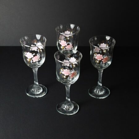 pink flower print wine glasses