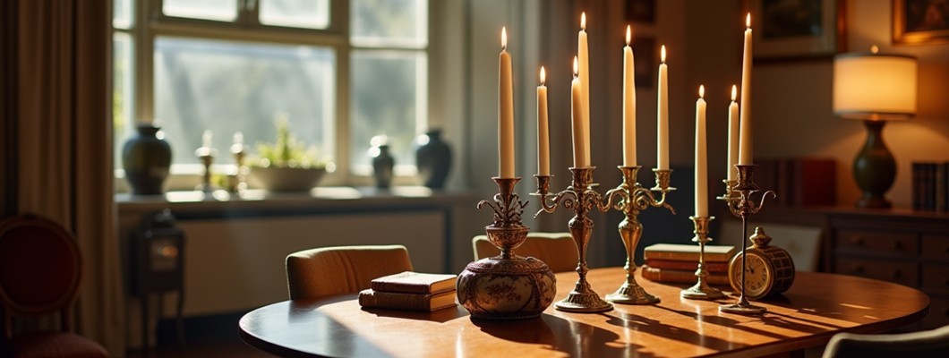 a table with a candles on it