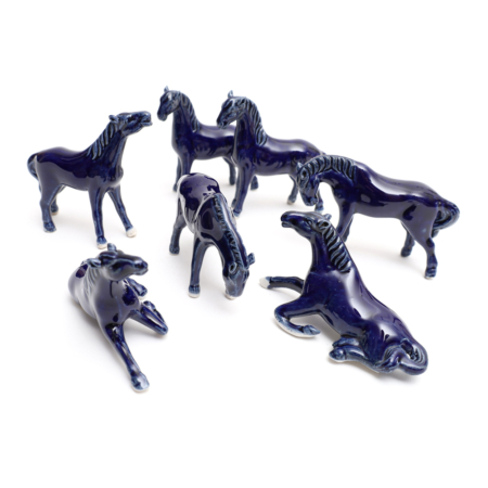 blue porcelain horses