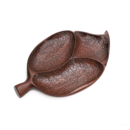 Carved Wood Leaf Shaped Serving Tray